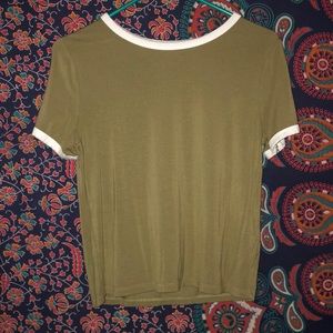 Forever 21 Green/white collared crop top